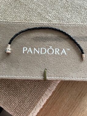 Pandora Black Braided Leather Bracelet with Silver-Tone Clasp